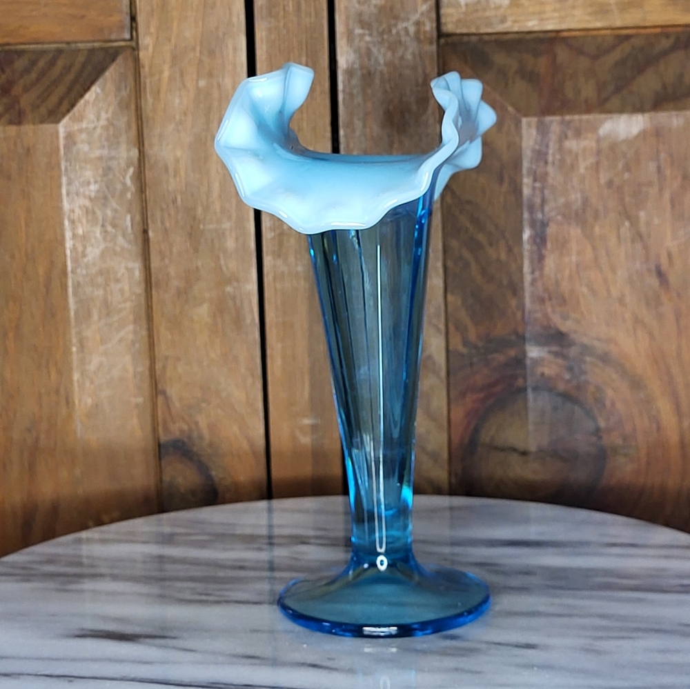 Antique Blue Glass Vase - Picture 7 of 14